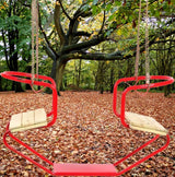 Swing Duo Swing 92 x 44 x 53 cm en acier en bois rouge naturel
