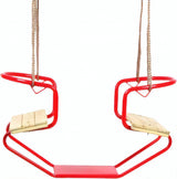 Swing Duo Swing 92 x 44 x 53 cm en acier en bois rouge naturel