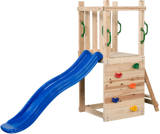 Swinging Mari Play Ensemble avec du bois de glissière Bleu naturel