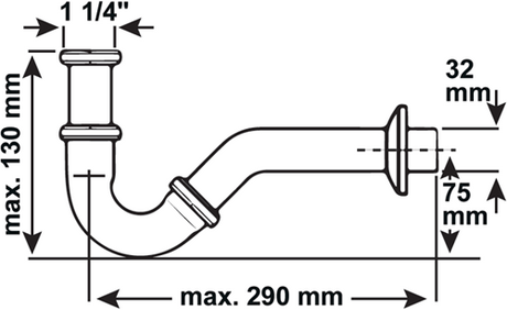 Siphon de bidet Cornat laiton ch 1 1 4 215 - t317503