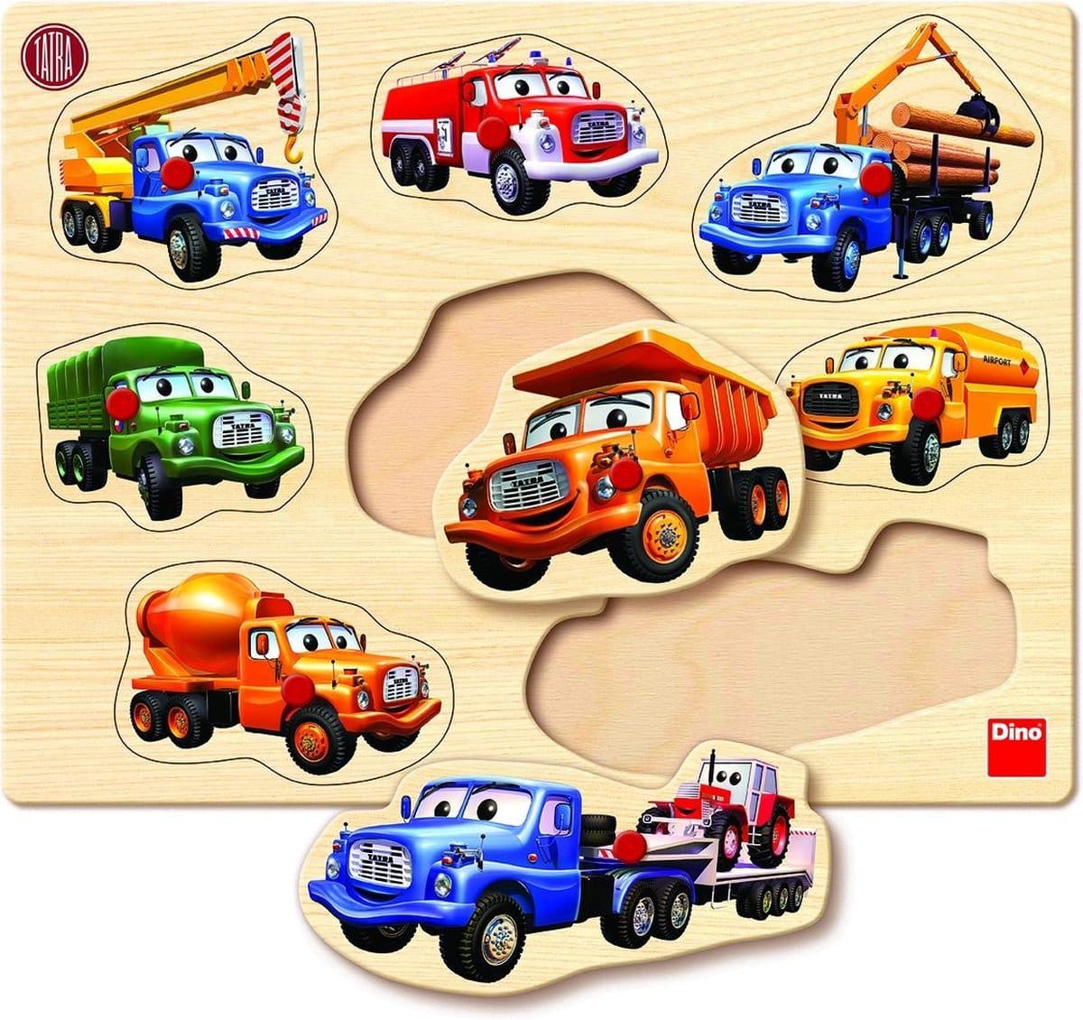 Dinotoys dino puzzle - puzzle en bois en forme de Tatra - 8 pièces