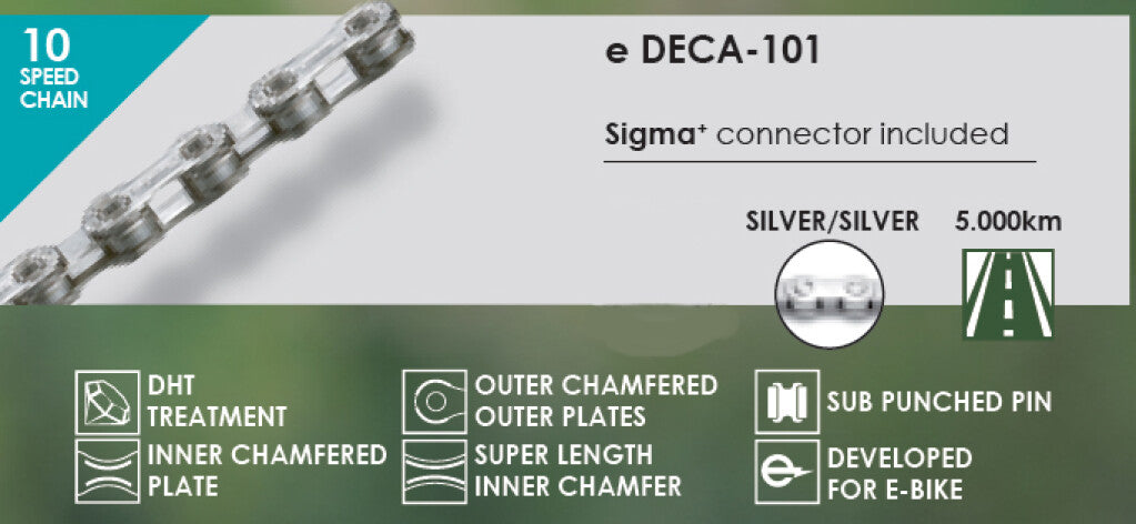 Buzaglo taya chaîne deca-101 1 2x5 64x136 vélo électrique, 10 vitesses, argent