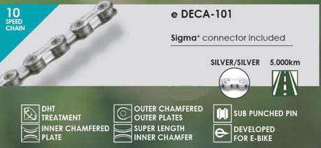 Buzaglo taya chaîne deca-101 1 2x5 64x136 vélo électrique, 10 vitesses, argent
