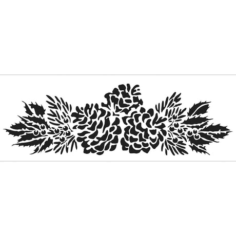 L'atelier de l'artisan • Pochoir bordure rustique 41,91x15,2 cm couronne de pommes de pin