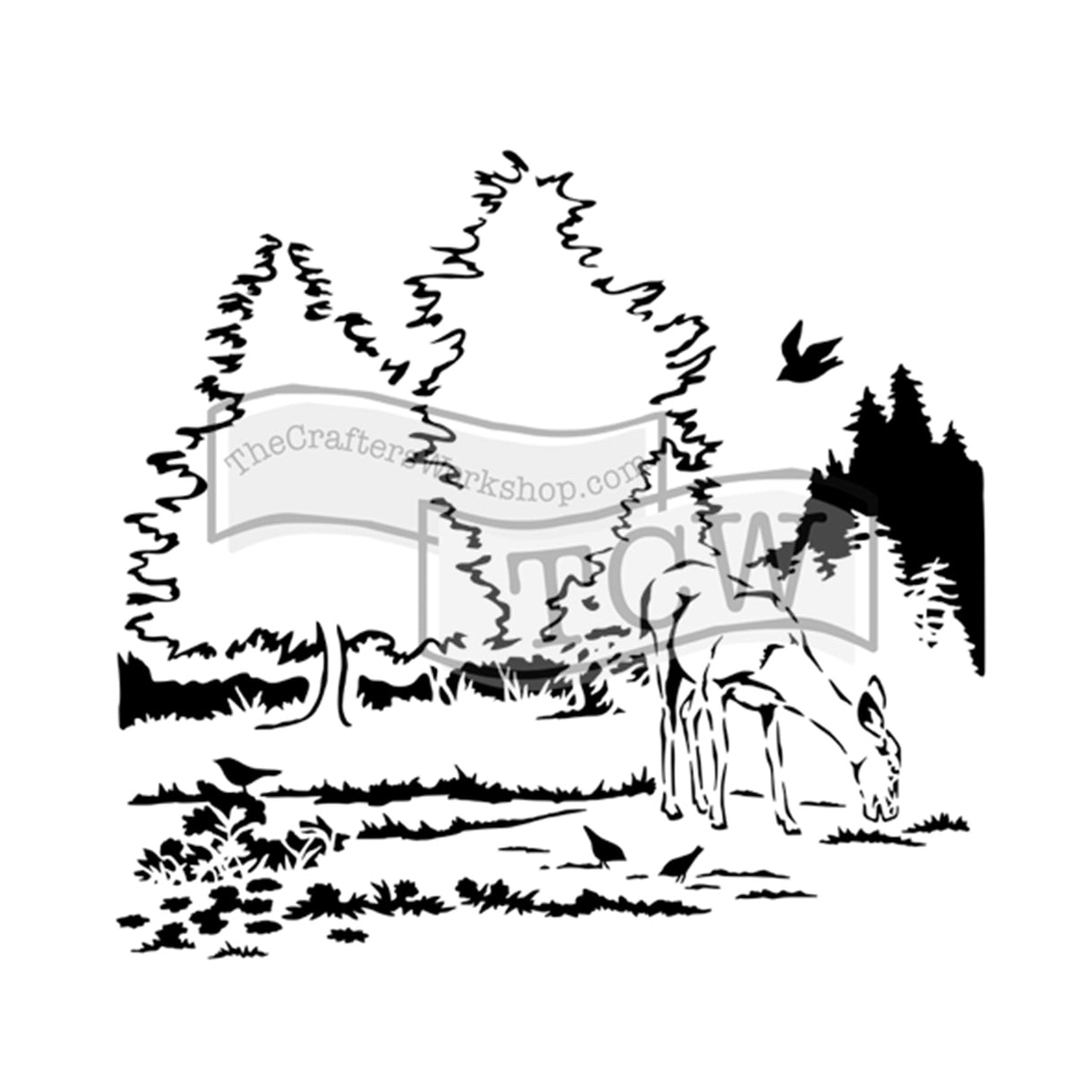 L'atelier artisanal • gabarit 30x30cm cerf dans les bois
