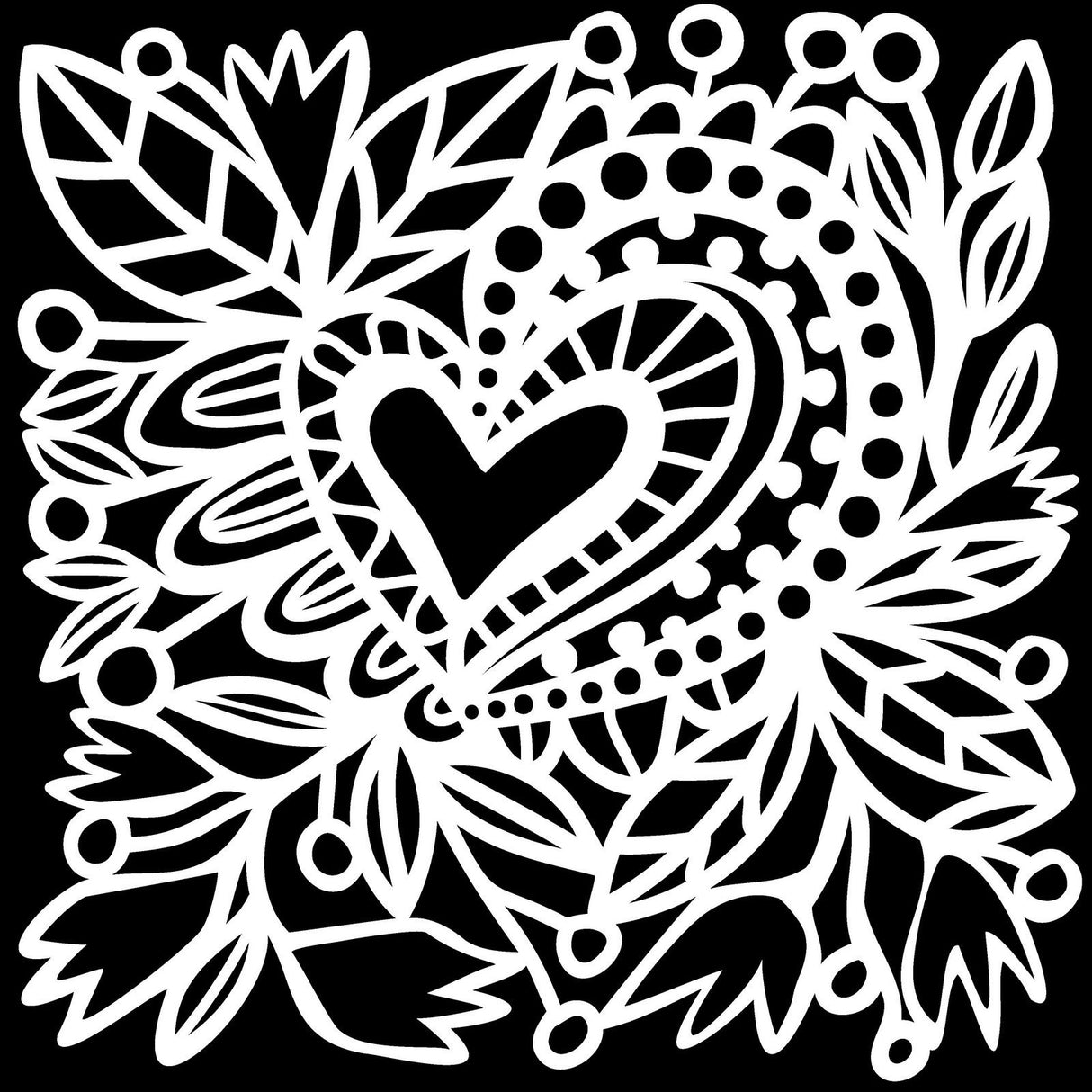 L'atelier de l'artisan • Pochoir coeur botanique 30,5x30,5cm