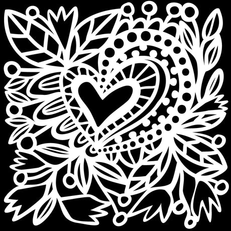 L'atelier de l'artisan • Pochoir coeur botanique 30,5x30,5cm