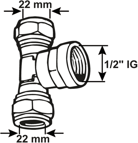 Cornat raccord à compression ms té 22x1 2x22mm - tec583696