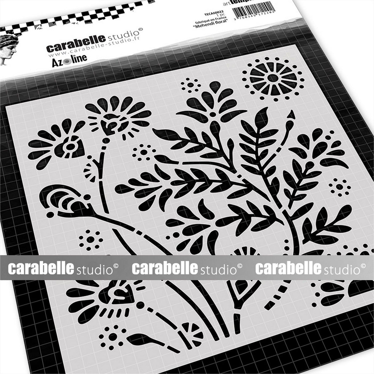 Carabelle studio • pochoir carré 15,2 cm mehendi floral