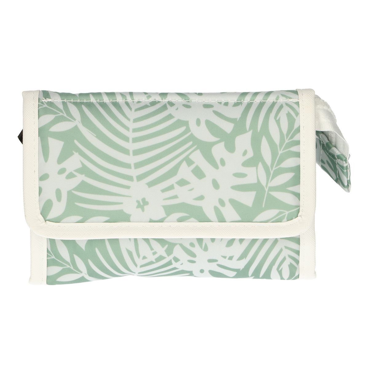 Sac miroir voyageur feuilles vert blanc 16,5cm x 11cm
