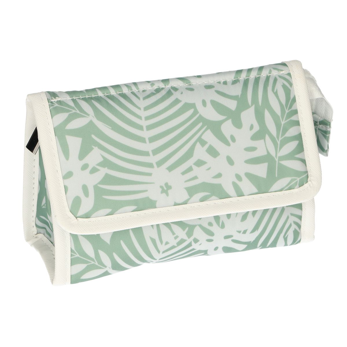 Sac miroir voyageur feuilles vert blanc 16,5cm x 11cm