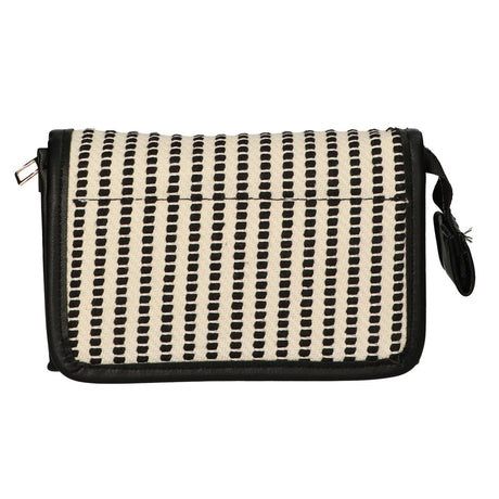 Sac miroir Traveler rayure noir crème 16,5x11cm