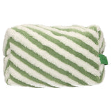 Traveller toilettas badstof stripe groen 23cm x 13cm