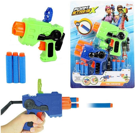 Toi-toys le pistolet jouet rechargeur avec fléchettes en mousse, 2 pièces dans un paquet