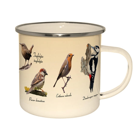 Tasse en émail design Esschert oiseaux