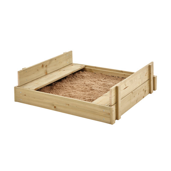 TP TOYS SandPit en bois avec couvercle, banc au fond du feu inférieur
