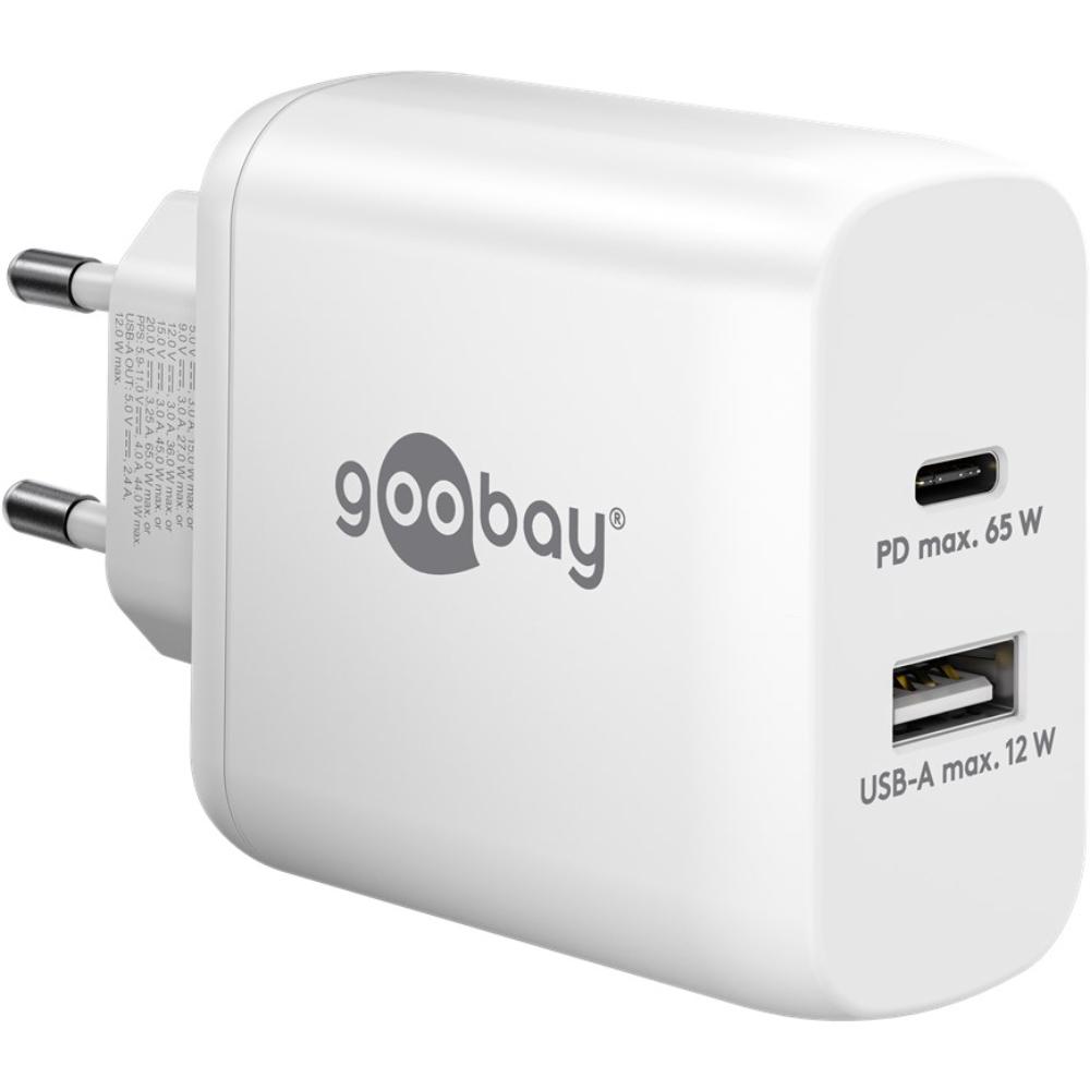 Goobay Chargeur rapide double USB-C PD Gan (65 W)