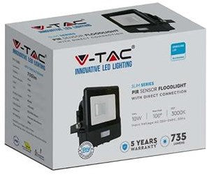 Lampe de chantier LED V-tac | 10w | 6500 000 | IP65 | avec capteur | corps noir - 9335205