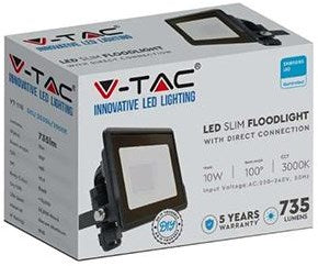 Lampe de chantier V-tac LED 10w 6500k noir + entrée de câble - 9332105
