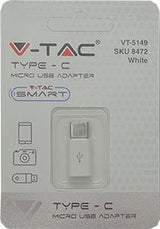 Adaptateur V-tac USB-C vers micro USB blanc - 9520110