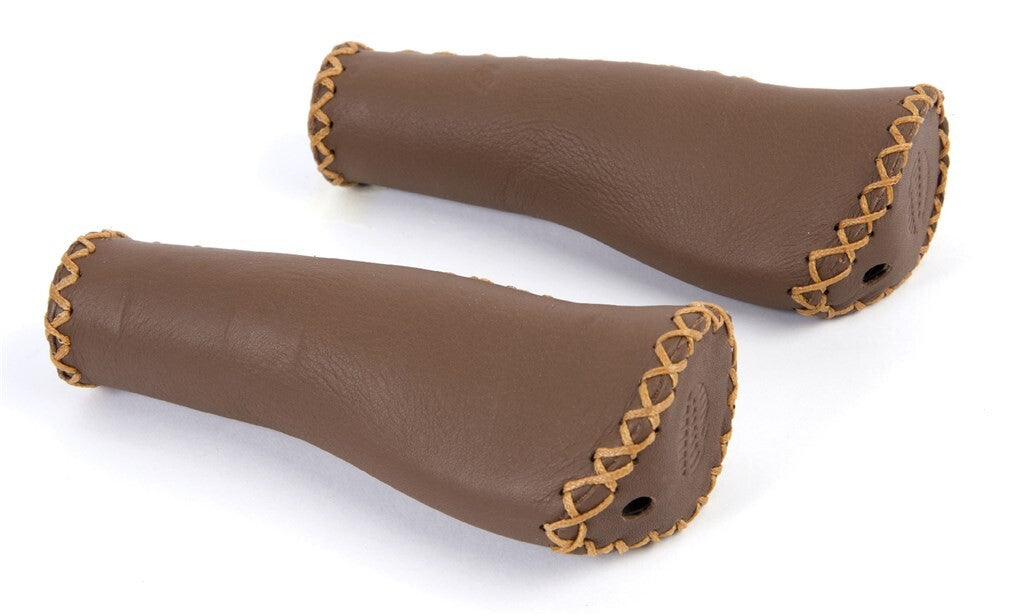 Grips de guidon Velo Ergo en cuir, 135 135 mm, brun foncé