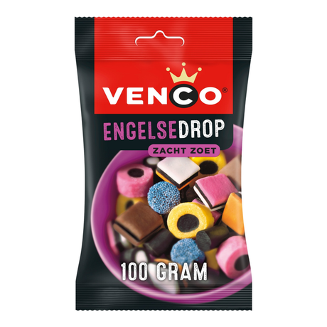 Venco engelse drop - dropmix zacht zoet - 12x100g