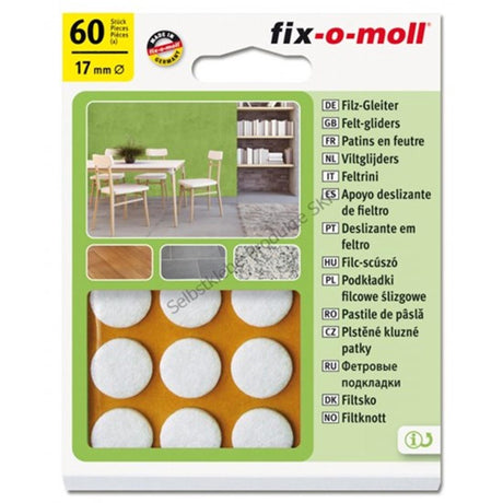 Planeur en feutre Fix-o-moll 17 mm autocollant blanc paquet de 60 pcs.