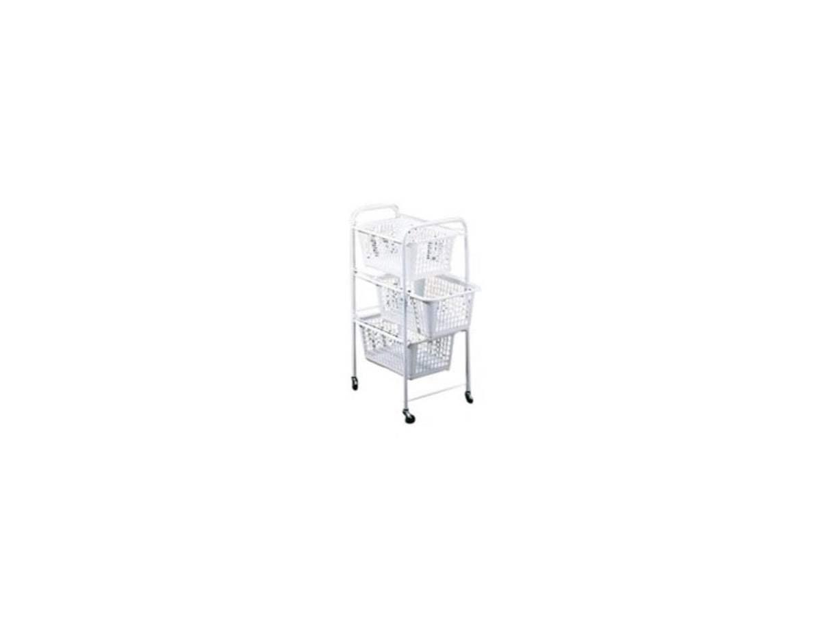 Etagère de rangement Metaltex à roulettes + 3 paniers 30x38x68 cm blanc