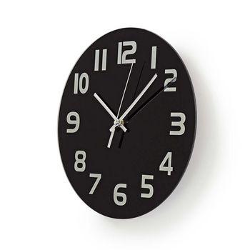 Horloge murale Nedis | 300 mm | verre | noir | 1 pièce - clwa006gl30bk clwa006gl30bk