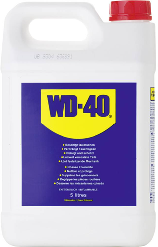 Bidon multi-spray WD-40® - gâchette - expulse l'humidité - arrête les grincements - protège de la rouille - élimine la saleté - 5 litres