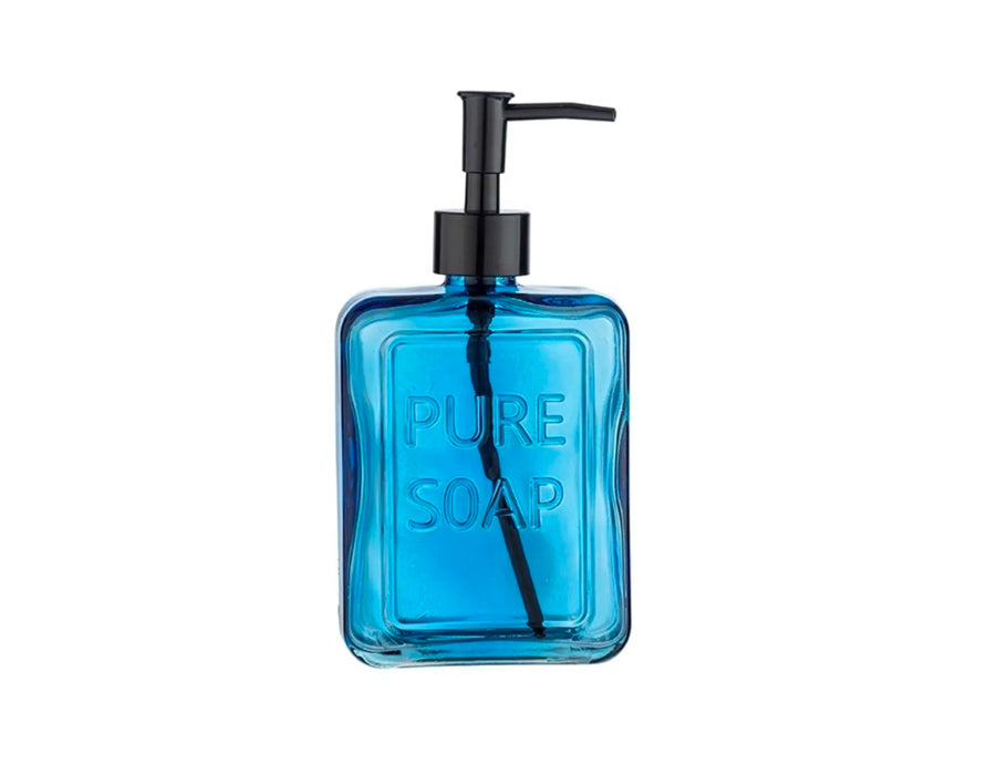 Pompe à savon Wenko - verre - bleu - 550 ml