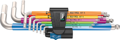 Wera 3950 9 hex-plus multicolore hf inoxydable 1 jeu de clés coudées | métrique | acier inoxydable | avec fonction de maintien | 9 pièces - 05022699001