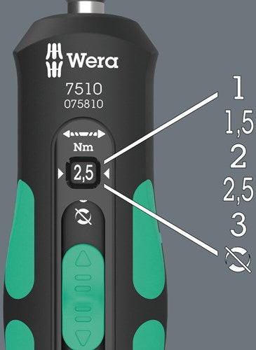 Tournevis dynamométrique Wera 7510 Kraftform Safe-Torque (noir vert, 1-3 nm)