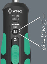 Tournevis dynamométrique Wera 7510 Kraftform Safe-Torque (noir vert, 1-3 nm)