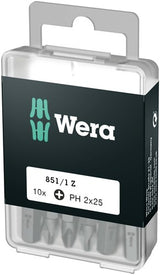 Wera 851 1 z bits phillips, ph 2 x 25 mm (boîte pro 10 bits) - 1 pièce(s) - 05072401001