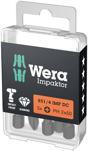 Imp wera 851 4 embouts d'actionneur DC Phillips, ph 2 x 50 mm - 5 pièce(s) - 05057656001