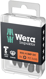 Imp wera 855 4 embouts d'actionneur dc pz diy, pz 2 x 50 mm, 5 pièces - 05057661001