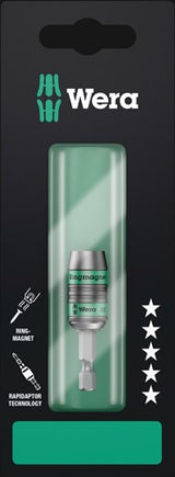 Wera 887 4 rr sb rapidaptor porte-embout universel avec anneau magnétique, 1 4 pouces x 57 mm - 1 pièce - 05073511001