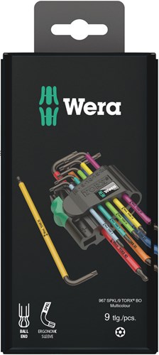Wera jeu de clés hexagonales torx 967 9 tx bo multicolore 1 sb (9 pièces, torx t8 à t40)
