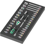 Wera insert en caoutchouc mousse 8000 a zyklop set 1 jeu d'outils (gris noir, jeu de cliquets et de douilles, dans insert en caoutchouc mousse pour chariot d'atelier)