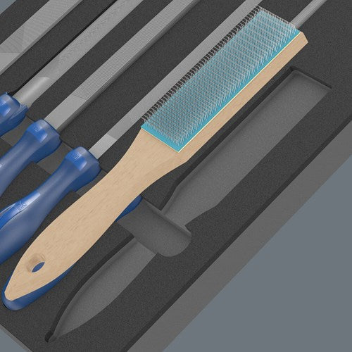 Wera 9783 insert en mousse avec limes pferd set 1, 6 pièces (gris noir, dans insert en mousse pour chariot d'atelier)