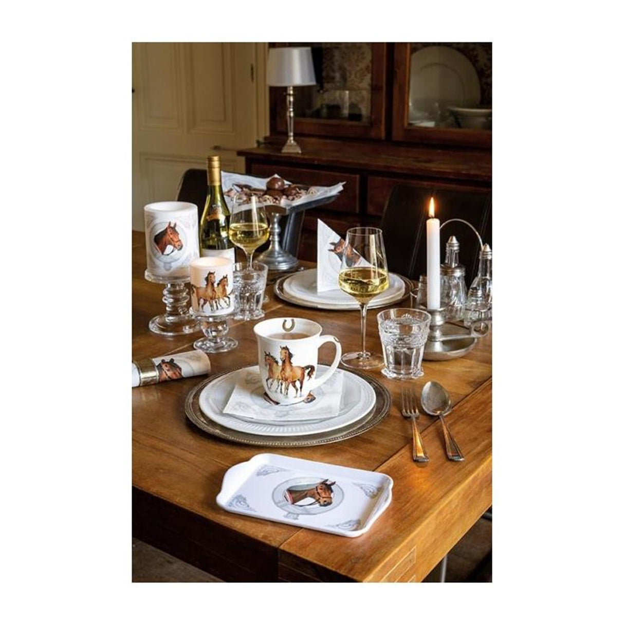 Plateau Ambiente 13x21cm chevaux sauvages