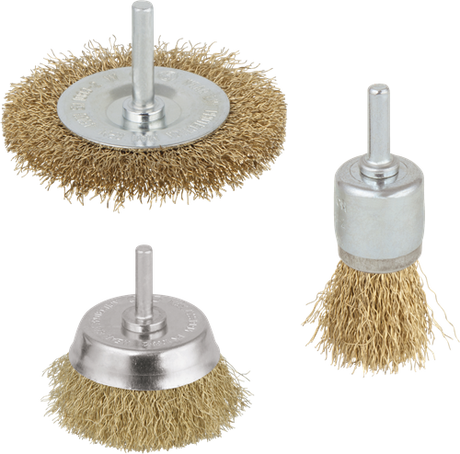 Wolfcraft - jeu de brosses métalliques en laiton pour perceuse - brosse en acier - brosse coupe - 3 parties - 2739000