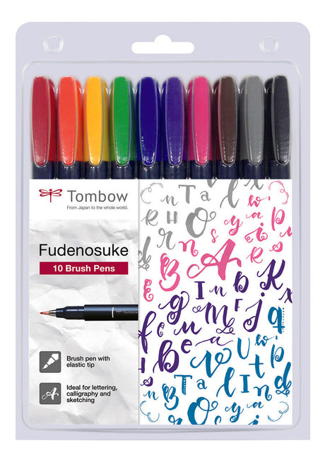 Tombow • stylo-pinceau fudenosuke pointe dure 10 pièces