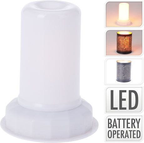 Lampe LED style maison effet flamme avec minuterie ø8xh9cm