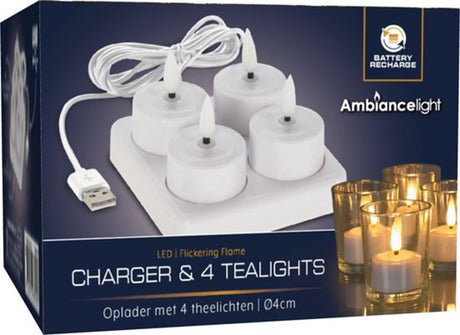 Chargeur de bougies chauffe-plat style maison avec 4 LED pour USB
