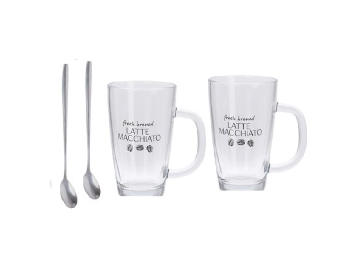 Excellent set d'ustensiles ménagers pour latte macchiato, 4 pièces, 300ml