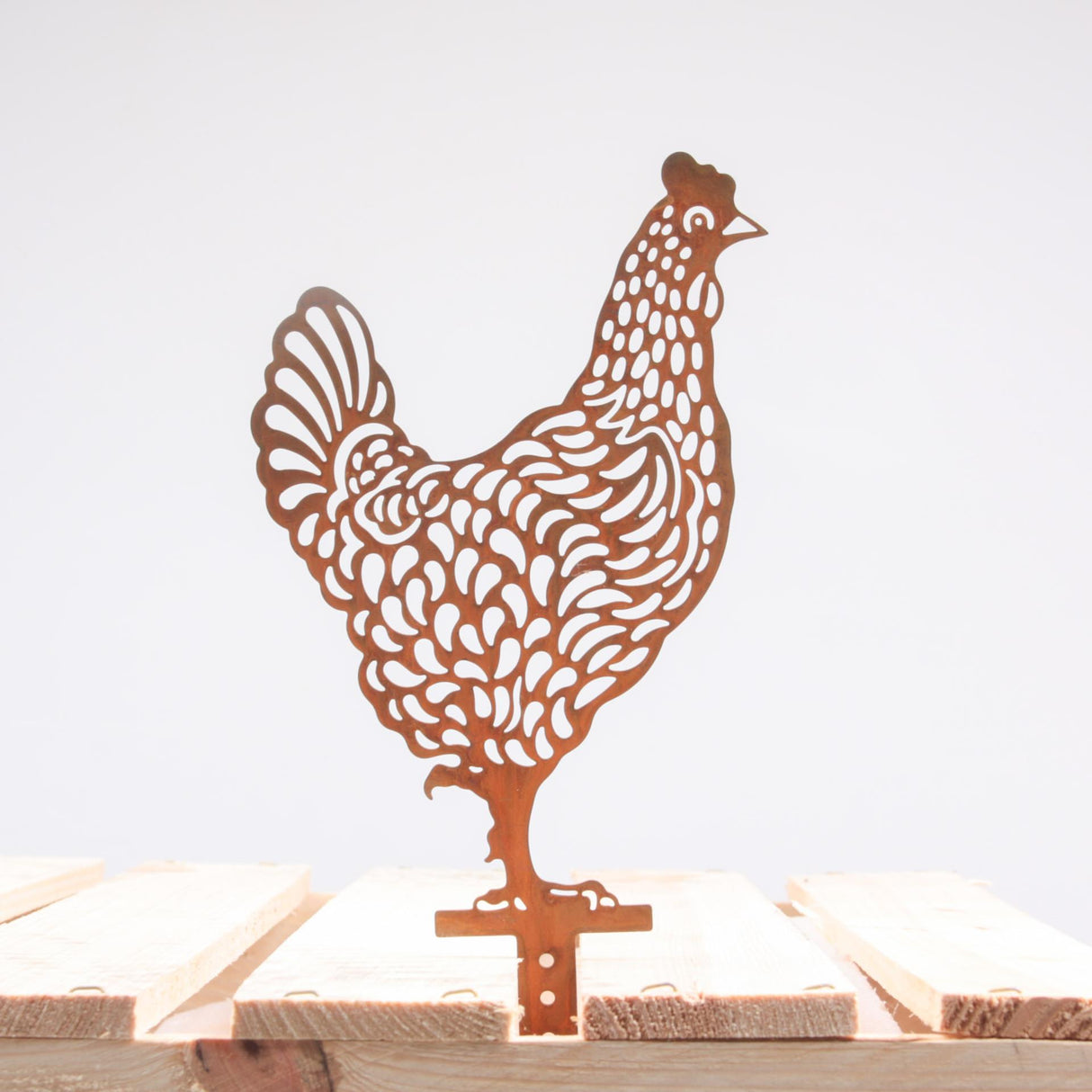 Décoration inspirée de la saison coq métal 19x25cm couleur rouille