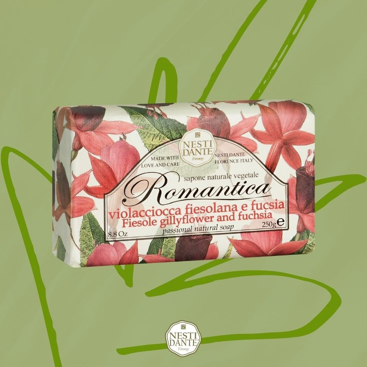 Savon Nesti dante romantique fiesole giroflée fucsia 250gr.