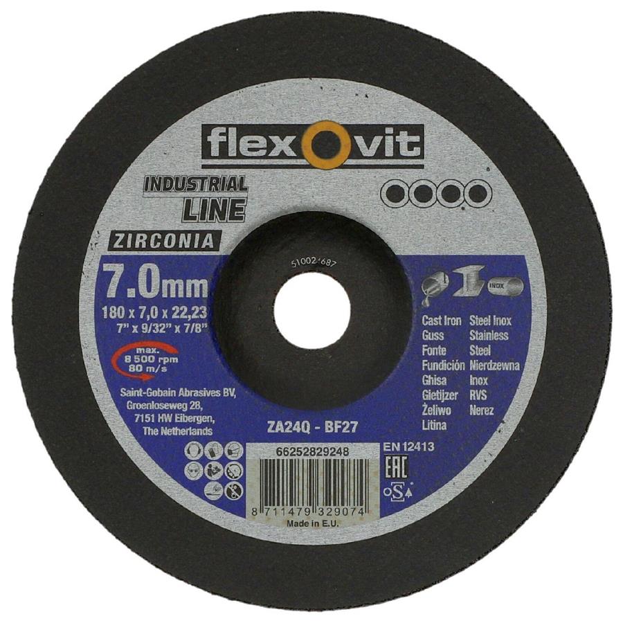 Flexovit abs zircone 180x7x22.23 za24q t27 acier inoxydable | 10 pièces